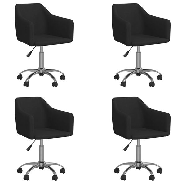 vidaXL Esszimmerst&uuml;hle 4 Stk. Drehbar Schwarz Stoff