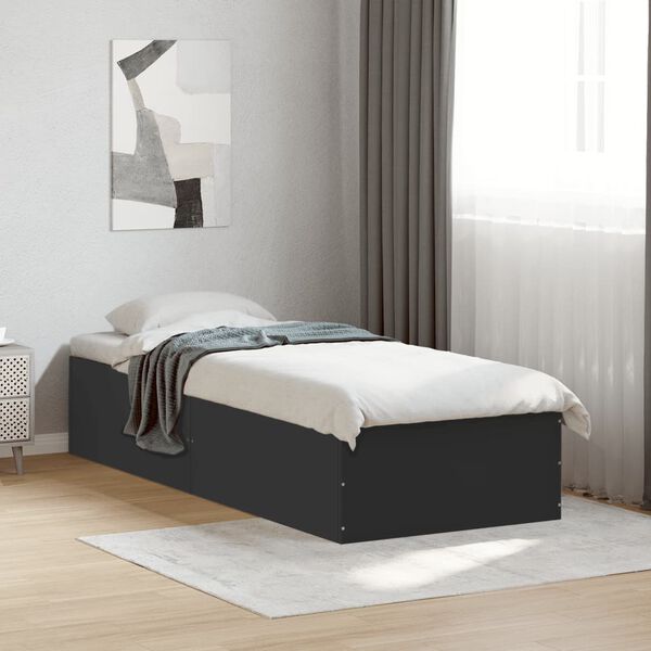 vidaXL Bettgestell Schwarz 90x190 cm Holzwerkstoff