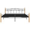 vidaXL Bettgestell Schwarz Metall und Massivholz Eiche 200x200 cm