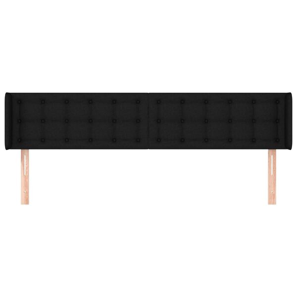 vidaXL Kopfteil mit Ohren Schwarz 203x16x78/88 cm Stoff