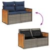 vidaXL 4-tlg. Garten-Sofagarnitur mit Kissen Grau Poly Rattan