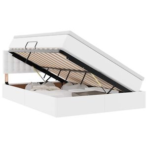 vidaXL Bett mit Stauraum und LED Reinwei&szlig; 140 x 190 cm Kunstleder