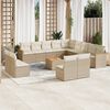 vidaXL 14-tlg. Garten-Sofagarnitur mit Kissen Beige Poly Rattan