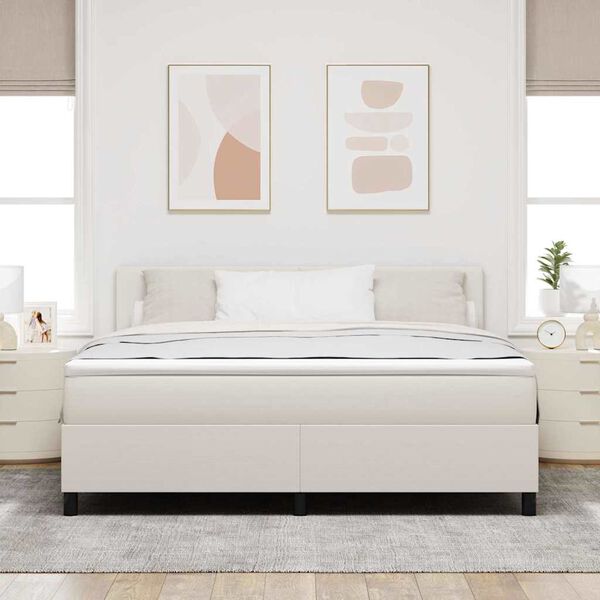 vidaXL Boxspringbett Creme und Wei&szlig; 203 x 180 x 88 cm Cordstoff