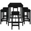 vidaXL 7-tlg. Gartenbar-Set Schwarz Massivholz Kiefer
