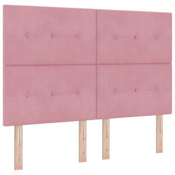vidaXL LED Kopfteil mit LED-Lichtleisten Rosa 144 cm Polyester