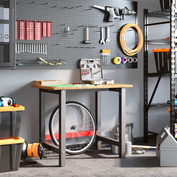 vidaXL Werkbank Hellbraun 100x60x81,5 cm Massivholz Eiche Rechteckig