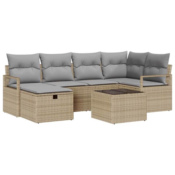 vidaXL Gartensofa-set mit Kissen mit Speicher Poly-Rattan
