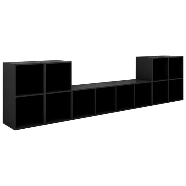 vidaXL 5-tlg. TV-Schrank-Set Schwarz Holzwerkstoff