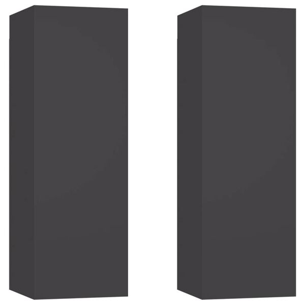 vidaXL TV-Schr&auml;nke 2 Stk. Grau 30,5x30x90 cm Holzwerkstoff