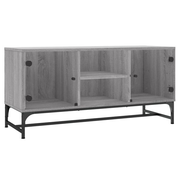 vidaXL TV-Schrank mit Glast&uuml;ren Grau Sonoma 102x37x50 cm