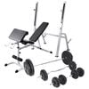 vidaXL Hantelbank mit Ablage, Langhantel und Kurzhantel-Set 90 kg