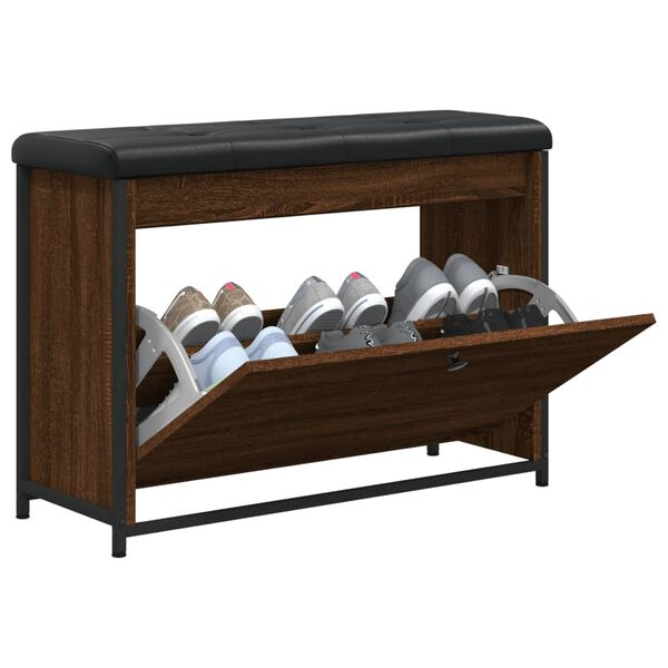 vidaXL Schuhbank mit Klappe Braun Eichen-Optik 82x32x56 cm