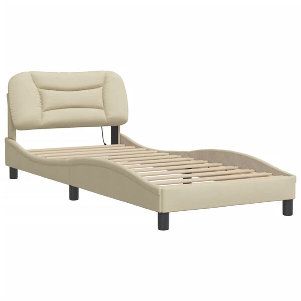 vidaXL Bettgestell ohne Matratze "Hvar" Creme 80x200 cm Stoff