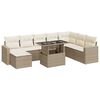 vidaXL 9-tlg. Garten-Sofagarnitur mit Kissen Beige Poly Rattan