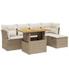 vidaXL 6-tlg. Garten-Sofagarnitur mit Kissen Beige Poly Rattan