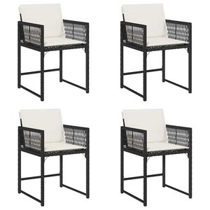 vidaXL Gartenst&uuml;hle mit Kissen 4 Stk. Schwarz Poly Rattan