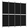 vidaXL 4-tlg. Paravent Schwarz 200x200 cm Stoff