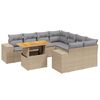 vidaXL 9-tlg. Garten-Sofagarnitur mit Kissen Beige Poly Rattan