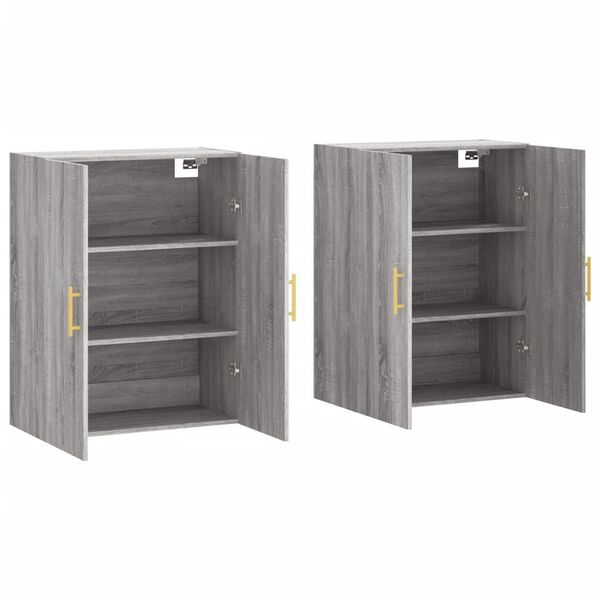vidaXL Wandschr&auml;nke 2 Stk. Grau Sonoma 69,5x34x90 cm