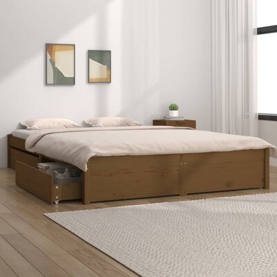 vidaXL Bett mit Schubladen Honigbraun 180x200 cm