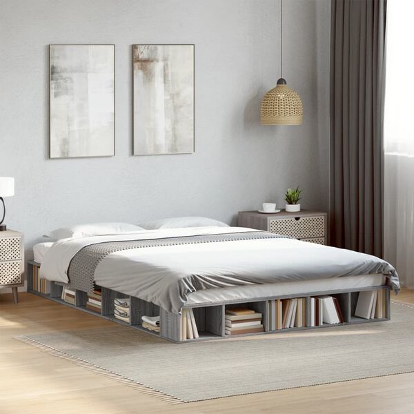 vidaXL Bettgestell Grau Sonoma 140x200 cm Holzwerkstoff