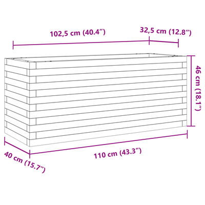 vidaXL Pflanzkübel Weiß 110x40x46 cm Massivholz Kiefer