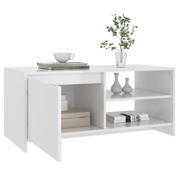 vidaXL Couchtisch Hochglanz-Wei&szlig; 102x50x45 cm Holzwerkstoff
