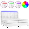 vidaXL Boxspringbett mit Matratze & LED Wei&szlig; 200x200 cm Kunstleder