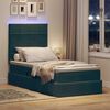 vidaXL Bett mit Stauraum und LED mit LED Dunkelgr&uuml;n 90 x 190 cm Samt