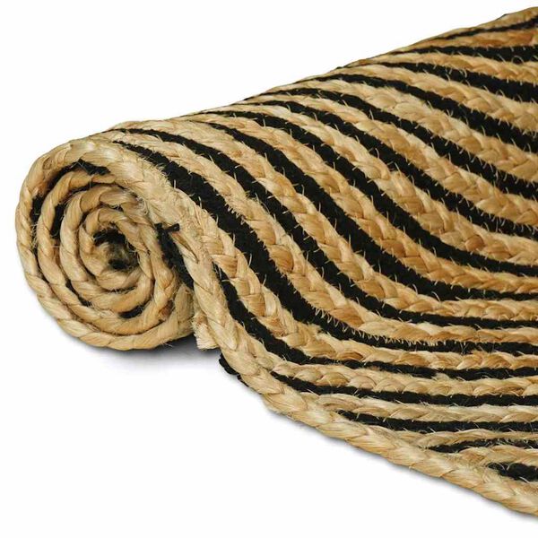 vidaXL Teppich Nat&uuml;rlich und Schwarz 80 x 150 cm Jute