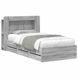 vidaXL Bettgestell mit Stauraum und Kopfteil Sonoma-Grau 90 x 190 cm