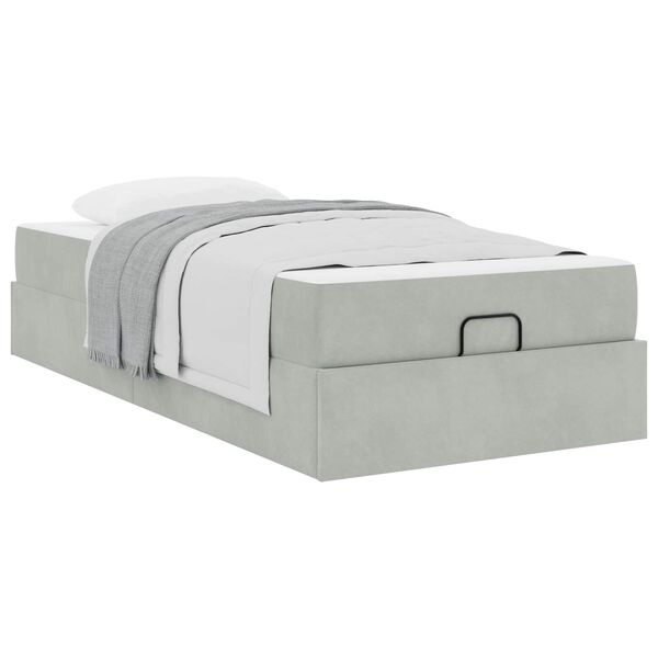 vidaXL Bettgestell mit Matratze mit Matratze 2 pcs Hellgrau Samt