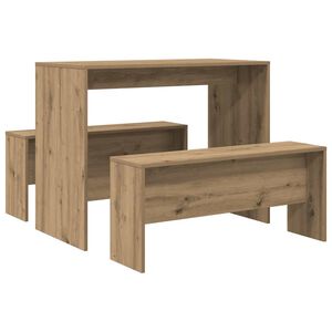 vidaXL 3-tlg. Esstisch und Bank Set Artisan-Eiche Holzwerkstoff
