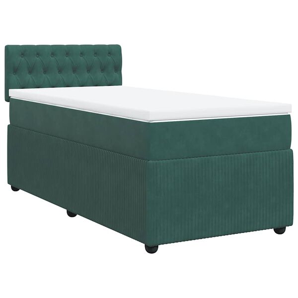 vidaXL Boxspringbett mit Matratze Dunkelgr&uuml;n 90x200 cm Samt