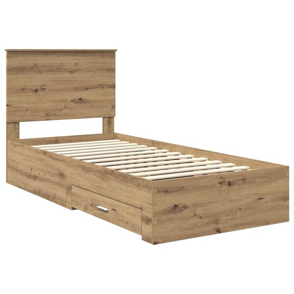 vidaXL Bettrahmen mit Kopfteil Artisan-Eiche 90 x 200 cm Holzwerkstoff