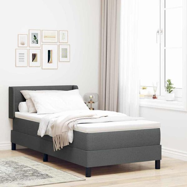 vidaXL Boxspringbett mit Matratze mit Matratze Dunkelgrau 80 x 200 cm