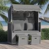 vidaXL Strandkorb mit Kissen Poly Rattan Massivholz Anthrazit Schwarz