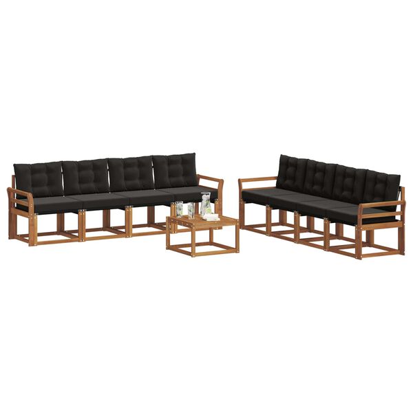 vidaXL Outdoor-Sofagarnitur mit Kissen 9 pcs Nat&uuml;rlich und Schwarz