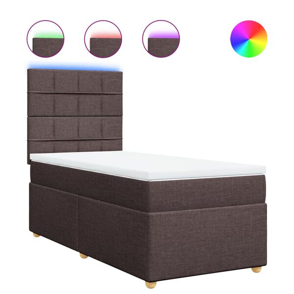 vidaXL Boxspringbett mit Matratze Dunkelbraun 90x200 cm Stoff