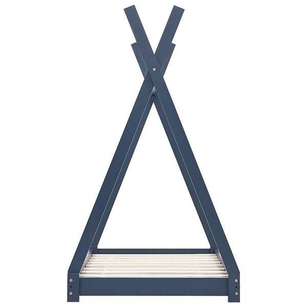 vidaXL Kinder-Bettgestell Grau Massivholz Kiefer 70 x 140 cm