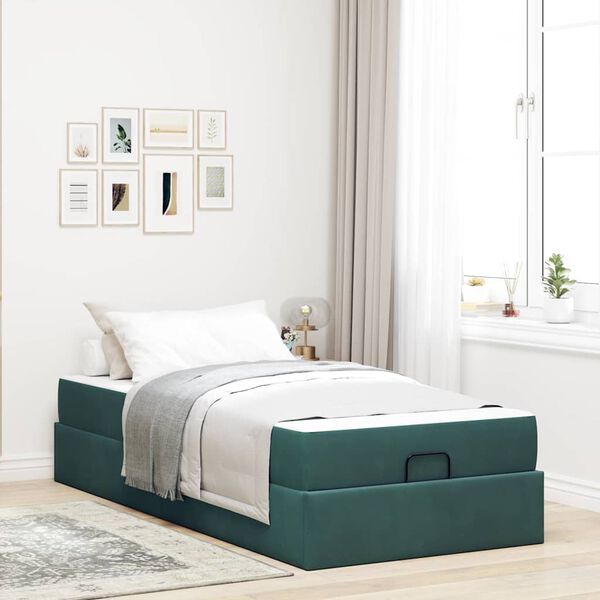vidaXL Bettgestell mit Matratze mit Matratze 2 pcs Gr&uuml;n Samt