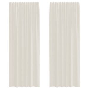 vidaXL Voile Vorh&auml;nge mit Stangentaschen 2 Stk. Creme