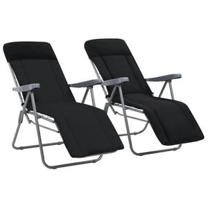 vidaXL Klappst&uuml;hle mit Kissen, 2 St&uuml;ck, schwarz