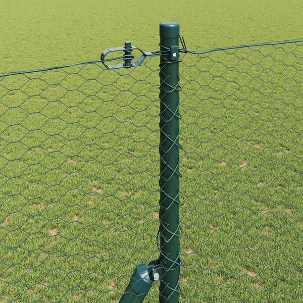 vidaXL Zaunpfosten Gr&uuml;n 50 x 1,5 m (25 mm Maschenweite) Stahl und PVC