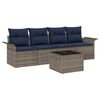 vidaXL Gartensofa-set mit Kissen 5 pcs Grau und Marineblau Poly-Rattan