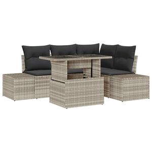 vidaXL Gartensofa-set mit Kissen 5 pcs Hellgrau Poly-Rattan