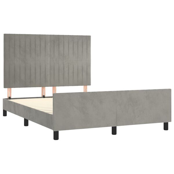 vidaXL Bettgestell ohne Matratze Hellgrau 140x200 cm Samt