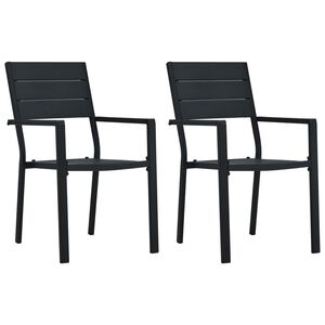 vidaXL Gartenst&uuml;hle 2 Stk. Schwarz HDPE Holz-Optik