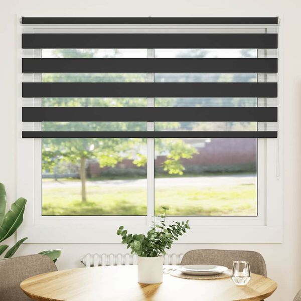 vidaXL Doppelrollo Schwarz 155x100 cm Stoffbreite 150,9 cm Polyester